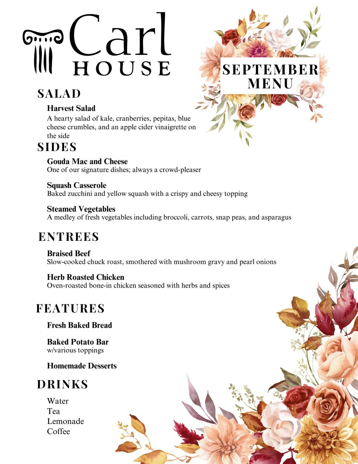 Dinner at Carl House Menu (1)